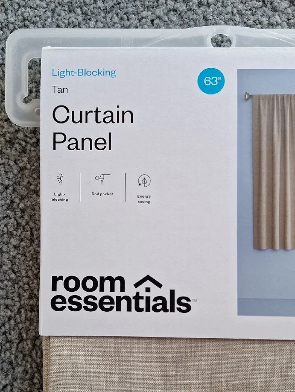Room Essentials Tan Heathered Light-Blocking Curtain Panels Pair